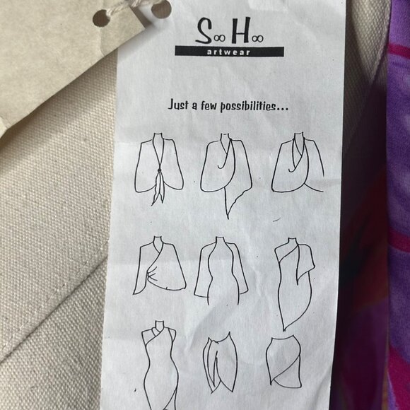 NWT Soo Hoo Artist Made Scarf Kimono Wrap Shawl Original Unique Vibrant Flowy - Picture 8 of 8